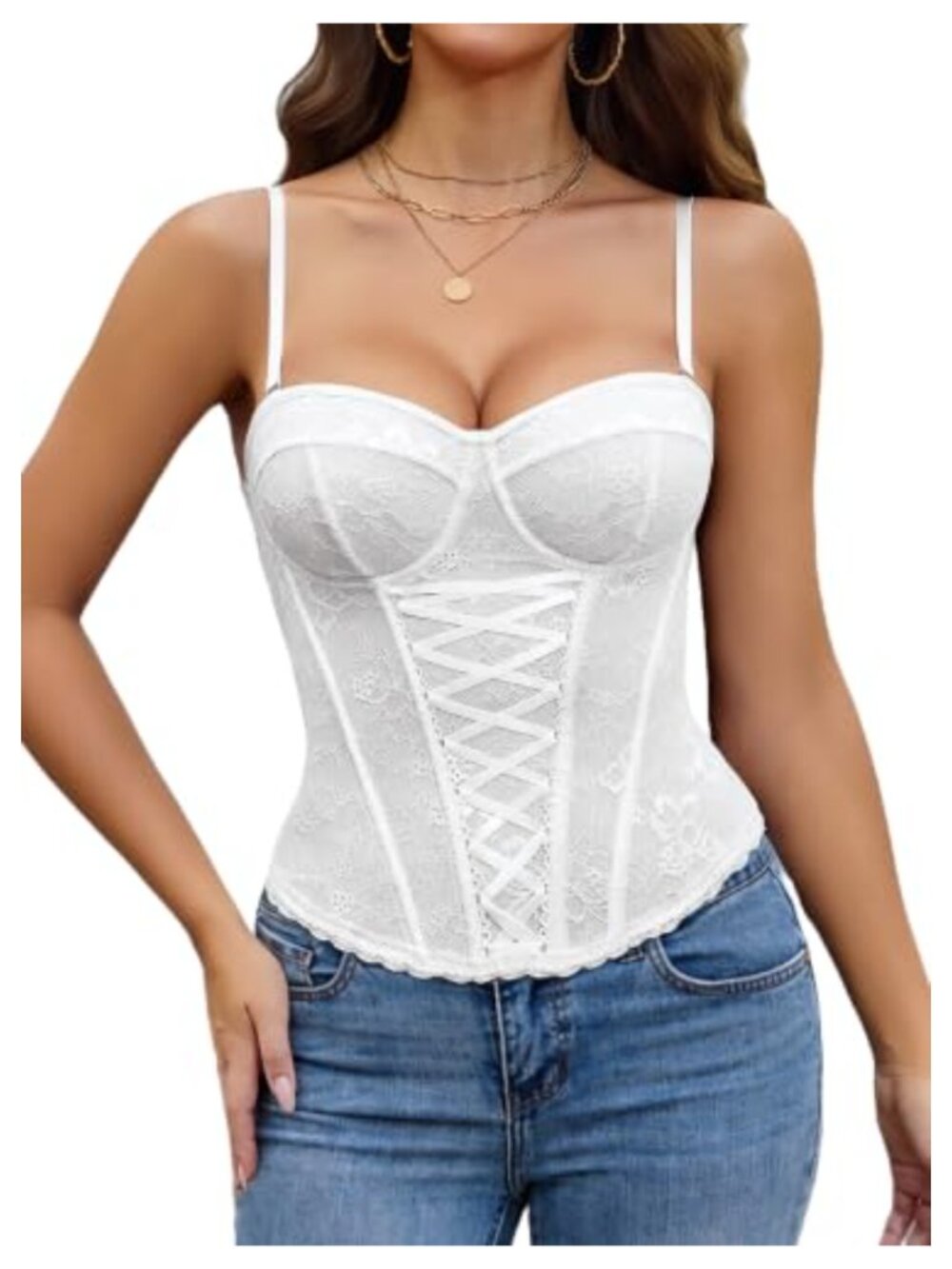 Lace Bustier Corset Top with Underwire for Women